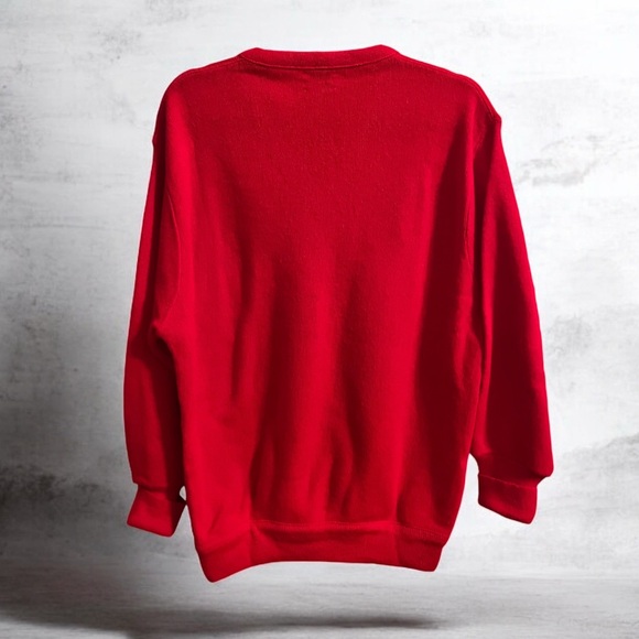 Vintage Lacoste V-neck Wool Sweater French Red Mens Size L Made in USA - Picture 2 of 7